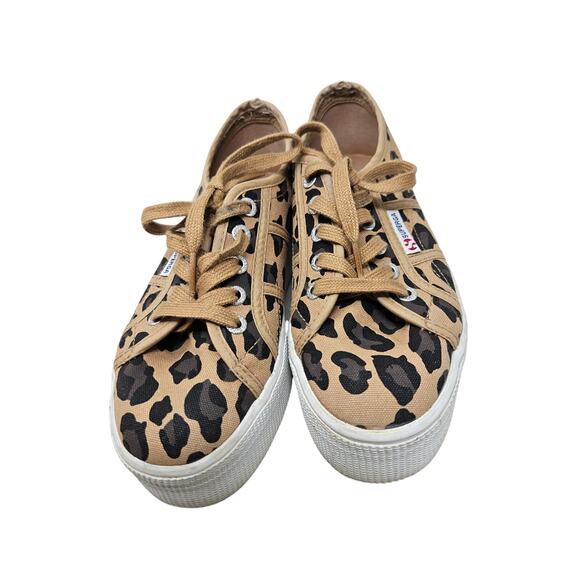 Superga 38 Platform Flatform Leopard Print Sneaker Casual Trainer Boho - Picture 3 of 6